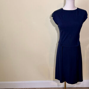 Mango Suit Women’s Blue Lined Sheath Dress with Zipper Detail, SZ M